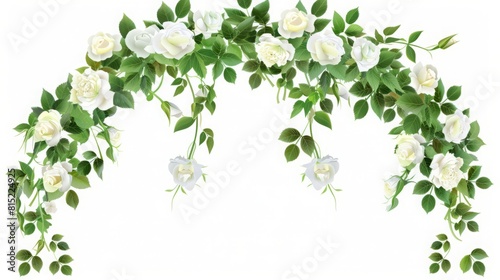 Arch of White Climbing Roses for Wedding Decoration - Detailed Vector Illustration