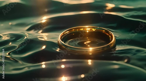 sebuah cincin yang tenggelam ke dasar laut. 4k video photo