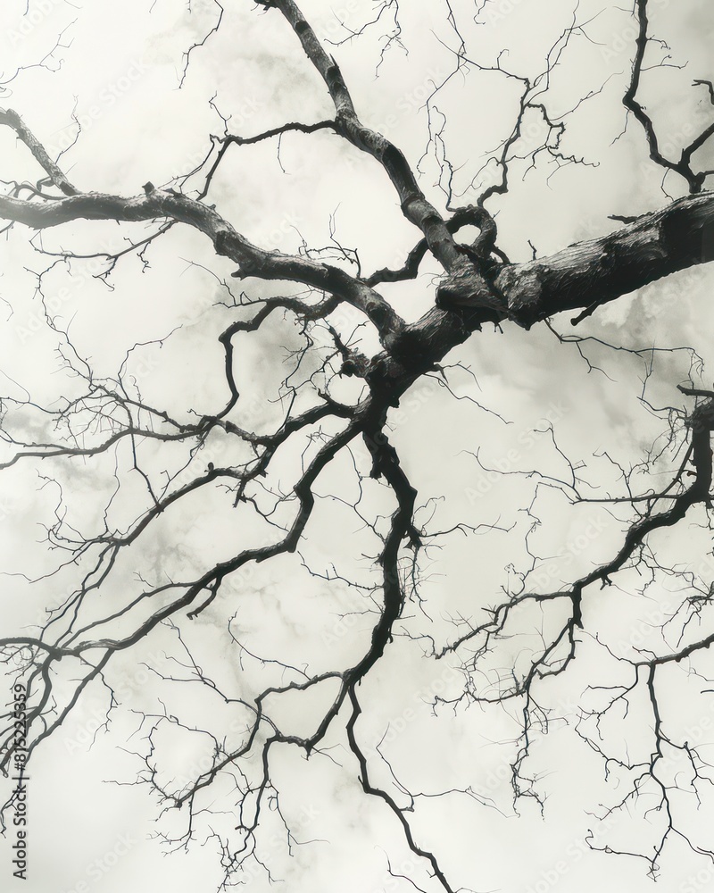 Close-up of tree branching through the sky, focusing on the intricate patterns created