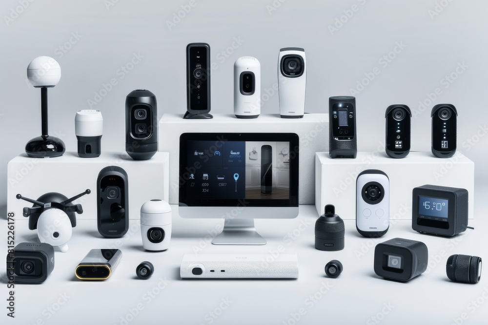 Security cameras integrate control panels for effective management, ensuring secure touchscreen control systems for managing security technology networks.