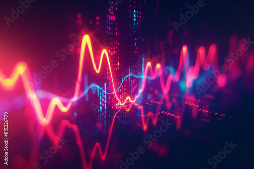 Use graphical elements to depict the fluctuating audio waveforms of a heartbeat in a visually striking manner.