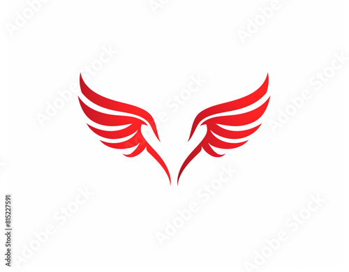 logo design, red simple minimal shape of two wings on a white background, vector 