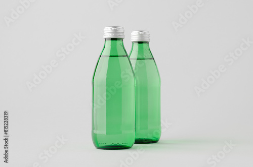 Water bottle mockup. Green glass.