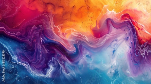 Swirling blue and purple smoke with dark accents creates a colorful, abstract background
