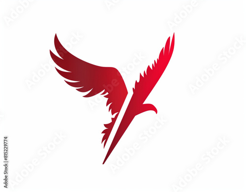 logo design, using simple shapes of an owl with wings and a location pin, with a gradient color from orange to red on a white background, © Ahtesham