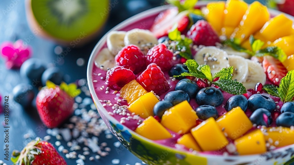 Healthy organic smoothie Bowl of fruits