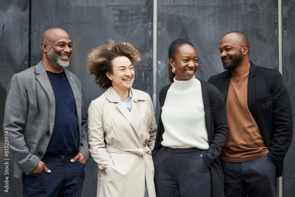 Group of diverse business people standing in a row and smiling at the camera Group of diverse business people standing in a row and smiling at the camera