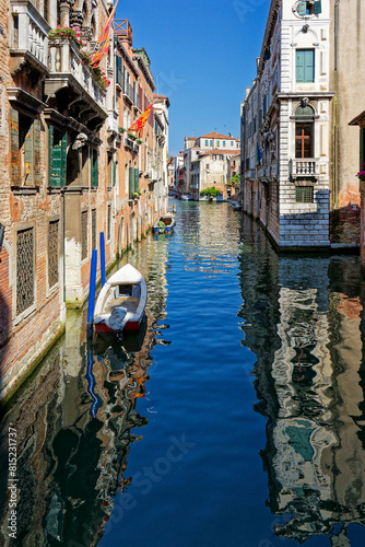 Grand Canal  Venice with View of the river and city historical architecture. with gondolas in Venice  Italy. in winter time.