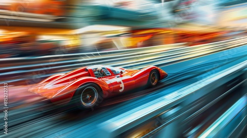 race car speeding by with blur in background  motion