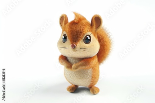 charming squirrel plushie adorable stuffed animal toy standing upright on white background cute 3d illustration