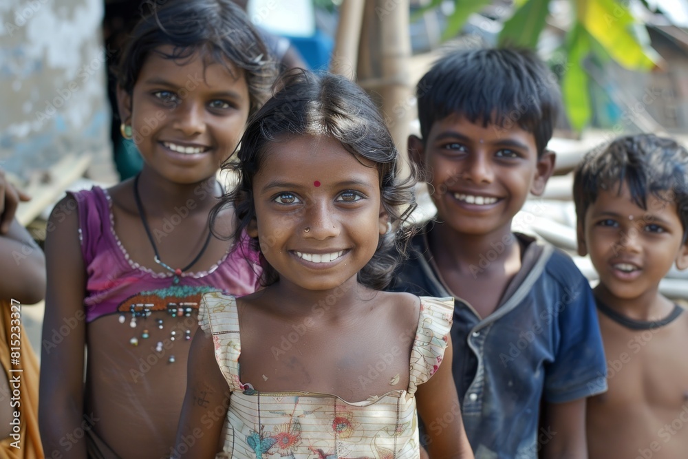 Portrait of a smiling Indian girl with her friends in Kolkata. Portrait of a smiling Indian girl with her friends in Kolkata.