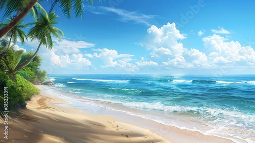panorama of pristine shores and azure waters  a beach wallpaper takes shape
