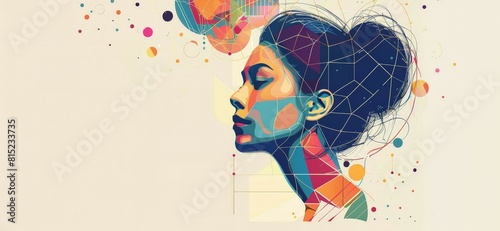 Colorful abstract portrait of a pensive woman. photo