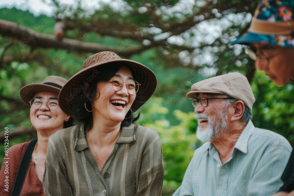 Group of asian senior friends having fun together in the park. Group of asian senior friends having fun together in the park.
