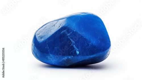 one blue stone crystal isolated on white background