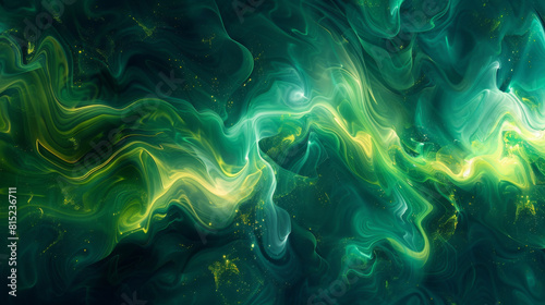 A mesmerizing abstract texture of green and yellow swirls flowing dynamically, evoking a sense of creativity and movement.