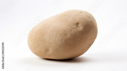 one single stone rock beige color smooth surface on white background