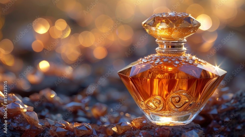 luxury fragrance design, an elegant perfume bottle in shimmering gold, a true masterpiece radiating glamour and sophistication luxury fragrance design, an elegant perfume bottle in shimmering gold, a true masterpiece radiating glamour and sophistication