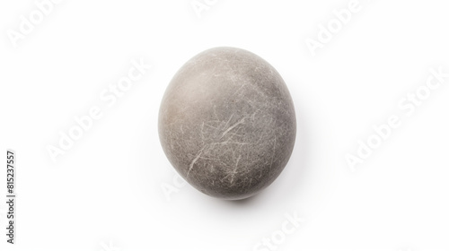one round stone gray color top view on white background 