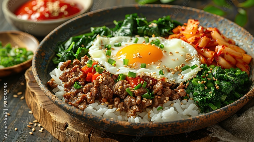 Bibimbap Bliss: Where Egg, Beef, and Veggies Dance in Harmony Bibimbap Bliss: Where Egg, Beef, and Veggies Dance in Harmony
