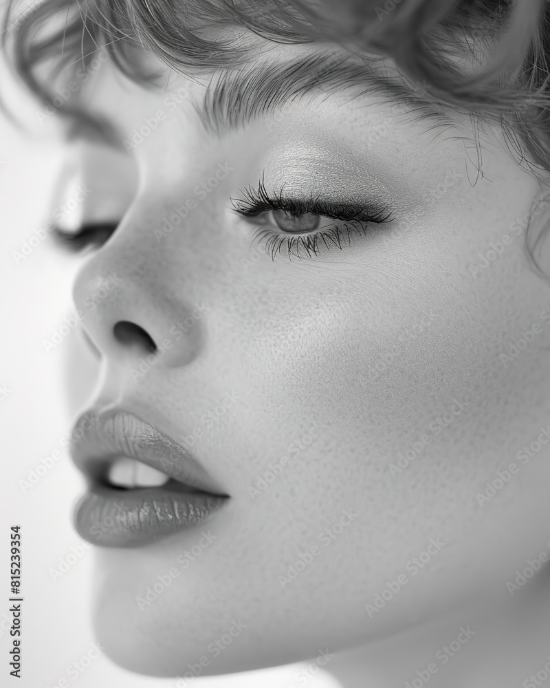 Obraz premium High-key beauty shot, London makeup artist, soft studio lighting. 