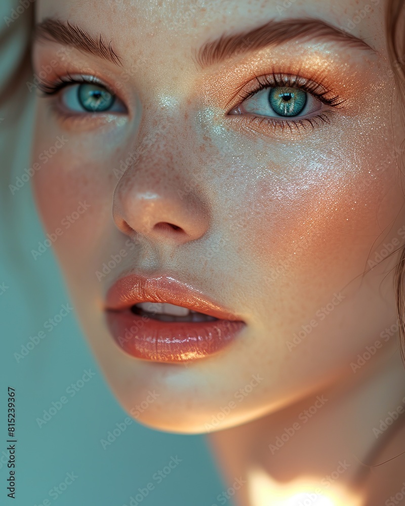 High-key beauty shot, London makeup artist, soft studio lighting High-key beauty shot, London makeup artist, soft studio lighting