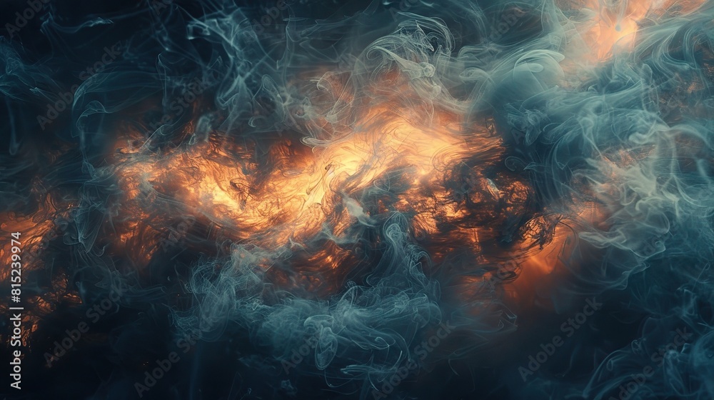 Amidst a veil of swirling white smoke Amidst a veil of swirling white smoke