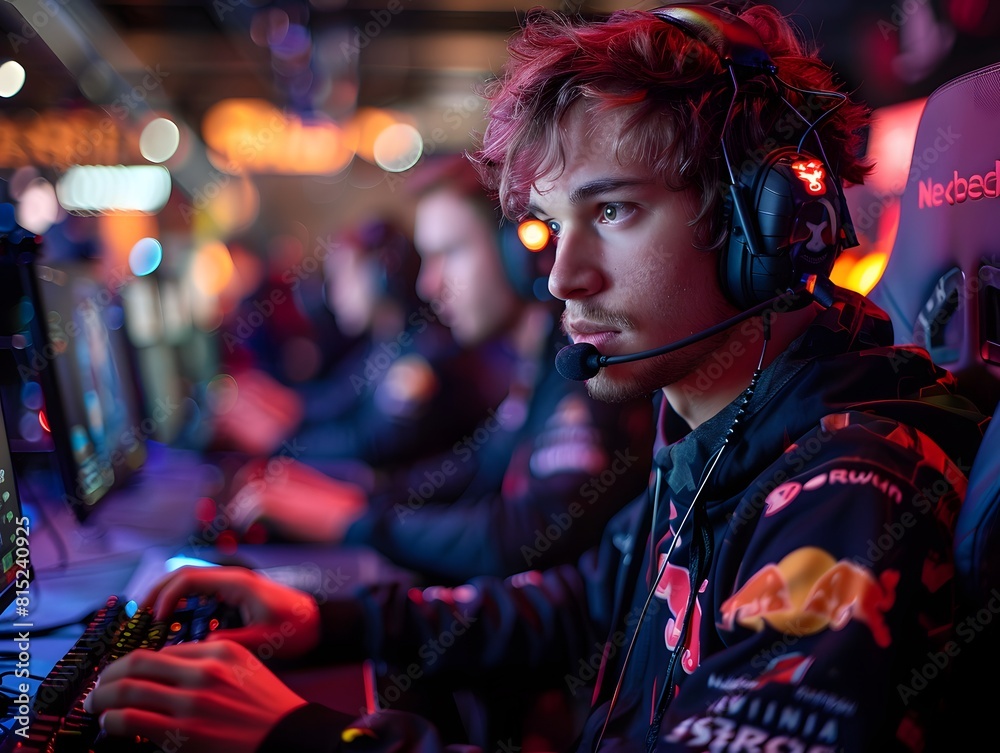Professional esports player in intense competition Professional esports player in intense competition