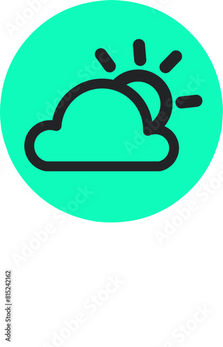 cloudy weather simple icon,clear weather with sun icon.isolated green background