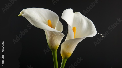 Calla Lilies flower; isolated on black background