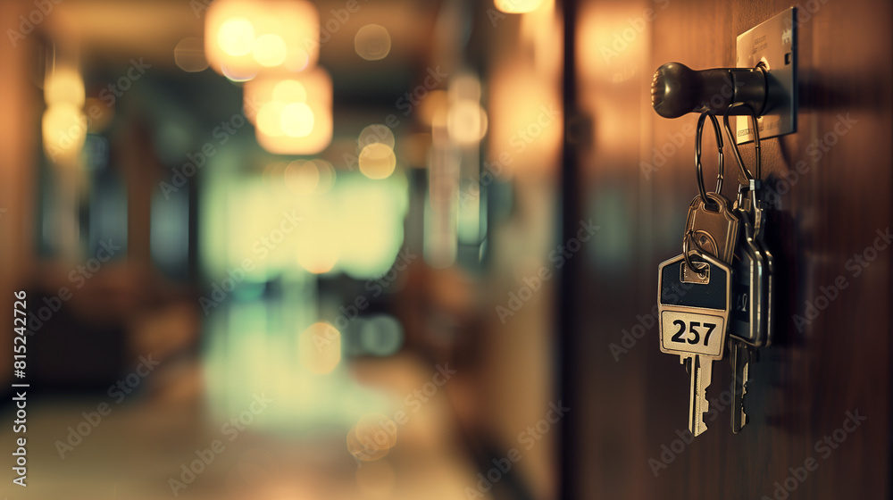 Key Hanging on Door Handle in Hallway