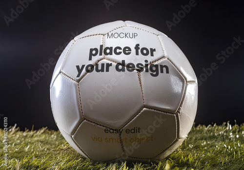Real Soccer Ball on grass Mockup 01 Generative Ai