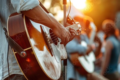 Close-up of musician playing the guitar