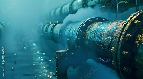 oil pipeline at the bottom of the sea. 4k video photo