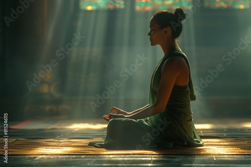 Woman Meditating in Front of a Window