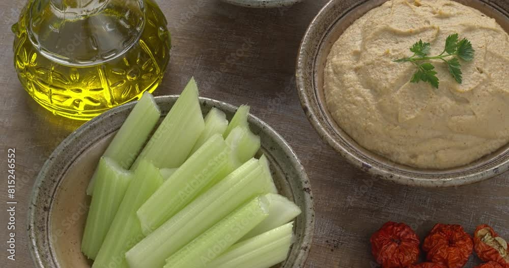 Homemade healthy dip with chickpea, sesame seeds, and dried Ethiopian