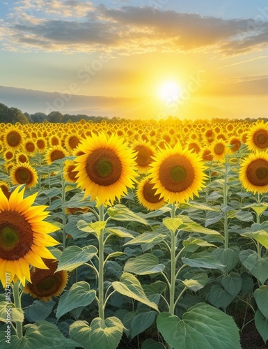 Sunflowers with morning sunlight. nature flower.