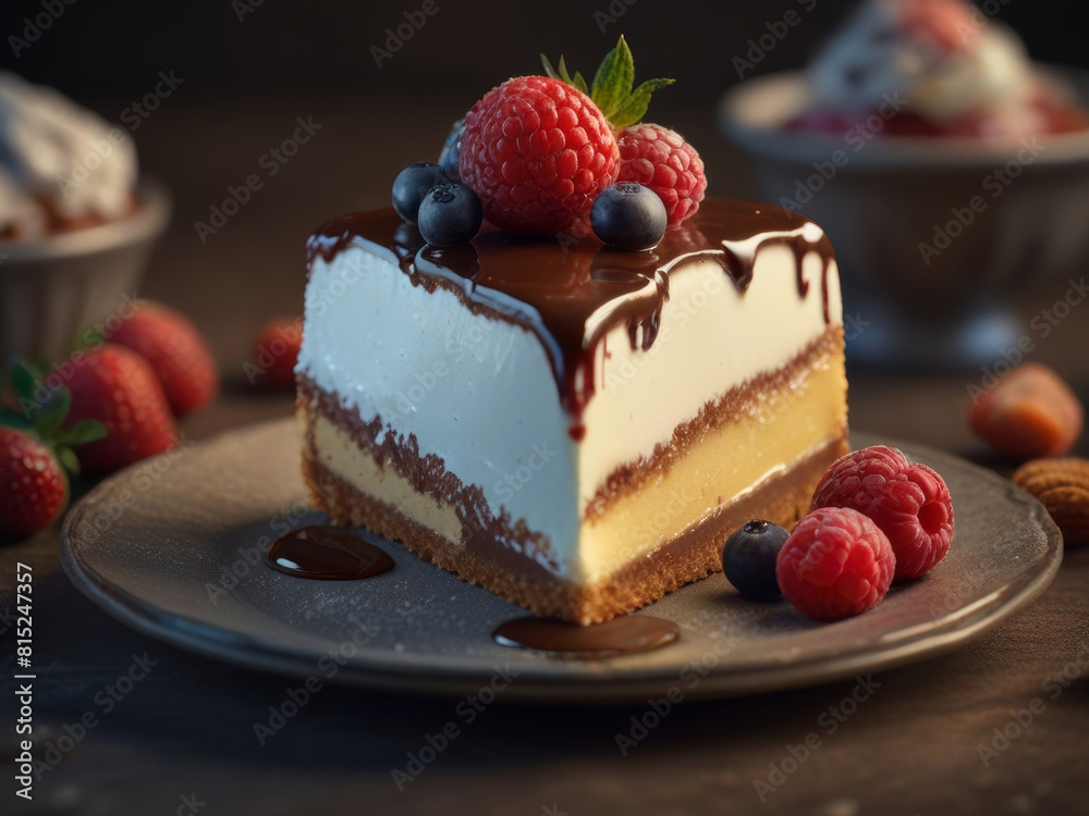 chocolate cake with strawberries - Generative AI chocolate cake with strawberries - Generative AI