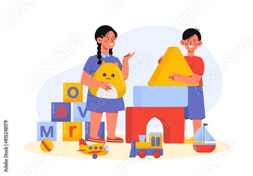 Children with toys vector
