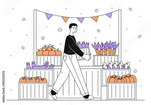 Market with vegetables vector simple