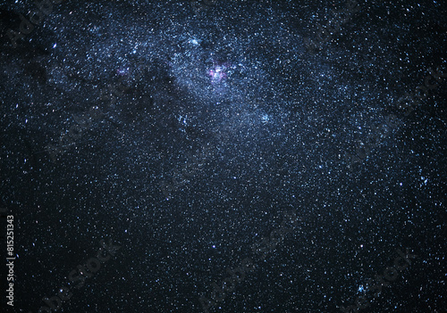 Fototapeta Naklejka Na Ścianę i Meble -  Sky, dark and galaxy of stars in outer space on black background for astronomy, universe or light. Night, telescope and planet in cosmos, solar system or constellation glow for interstellar backdrop