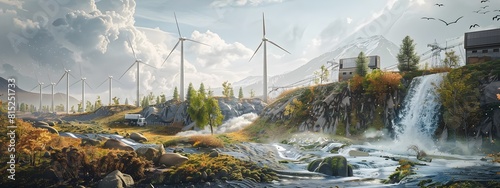 Renewable Energy Infrastructure Integrated with Natural Beauty Landscape