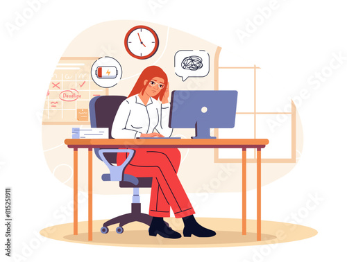 Tired of hard working woman vector