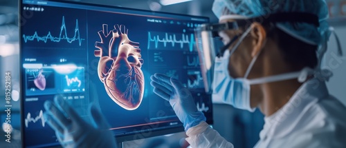 Doctor use a computer interface to view heart condition