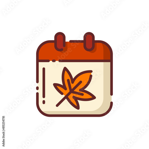Autumn Season Calendar Lineal Icon - Autumn Season Icon Vector Illustration Design