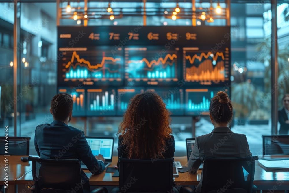 Young Businessteam corporate meeting to discuss strategy with statistic graph on display, Market strategy. Young Businessteam corporate meeting to discuss strategy with statistic graph on display, Market strategy.