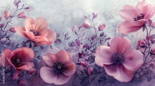 Wallpaper Mural delicate floral art, soft watercolor flowers in pink and lavender hues add a delicate and dreamy vibe to any space Torontodigital.ca