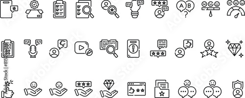 Feedback and Survey Icon Set With Outline Style