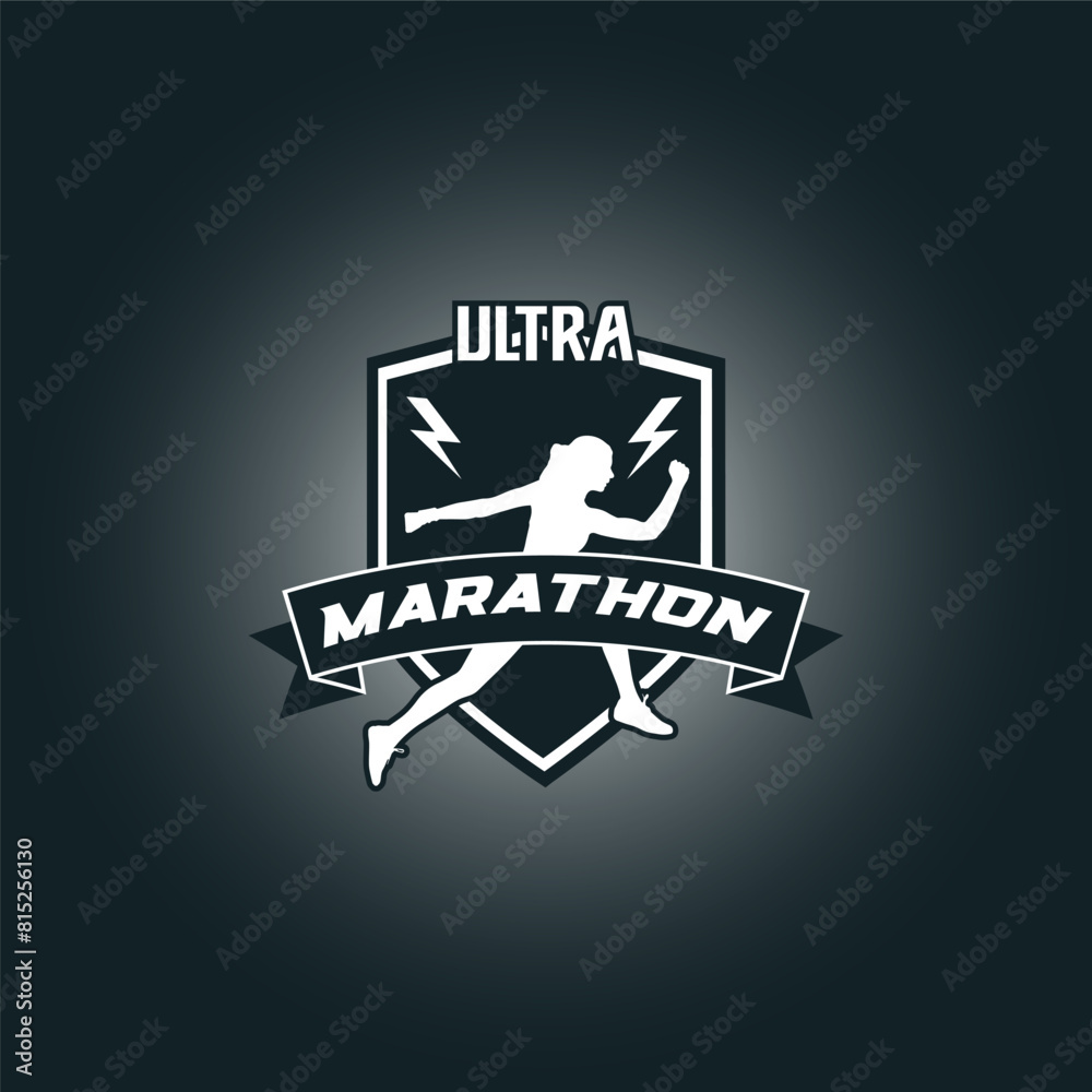 Obraz premium Runner frame art logo vector graphic illustration, sticker badge