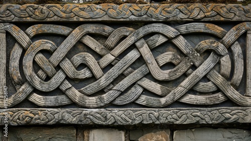 A stone carving of a Celtic knotwork design